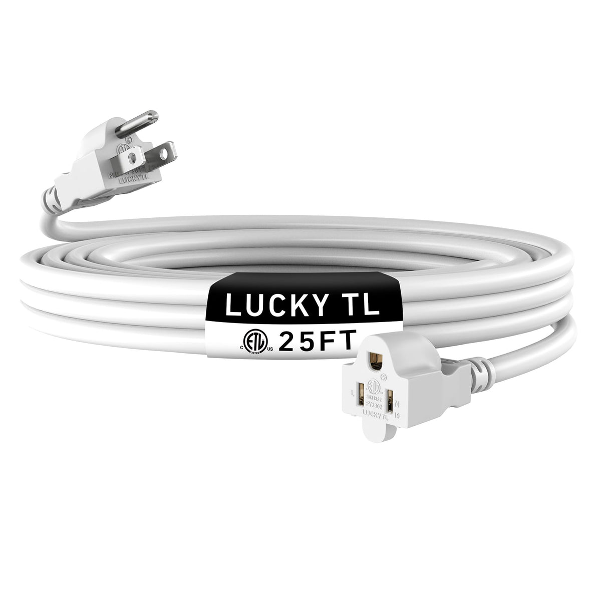 LUCKY TL Indoor Outdoor Extension Cord, 16/3 Black 25FT