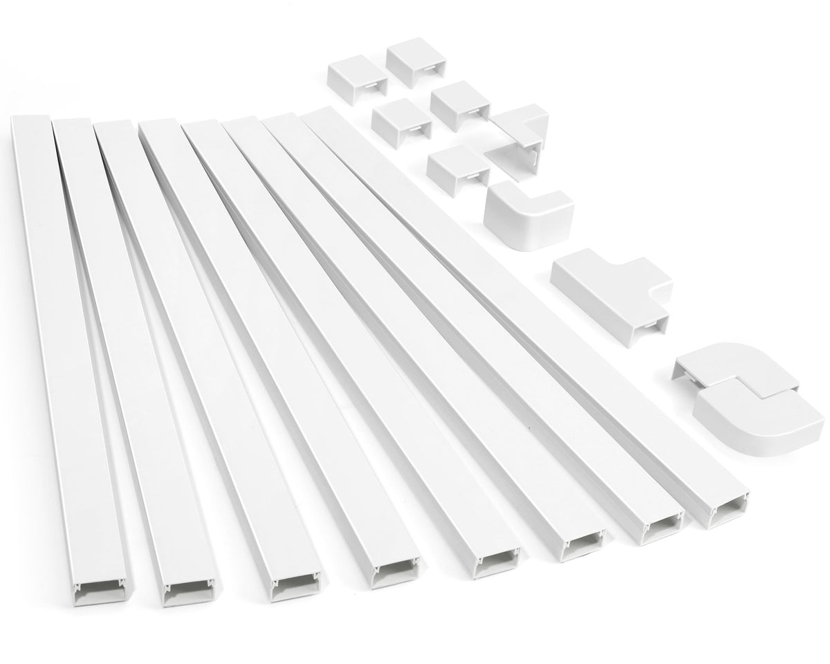126in Cord Hider Kit, ZhiYo Wire Hiders for TV on Wall, Paintable Cable Management Kit, Wire Cover for Wall Mount TV, White Cable Raceway, Cord Cover Wire Management Kit, 8 x L15.7in W1.18in H0.67in