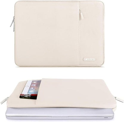 MOSISO Laptop Case 13.3 inch, 13-13.3 inch Laptop Sleeve Compatible with MacBook Air/Pro 13 / Pro 14, HP Dell ASUS Lenovo Notebook, Polyester Vertical Computer Sleeve Bag with Pocket, Sand