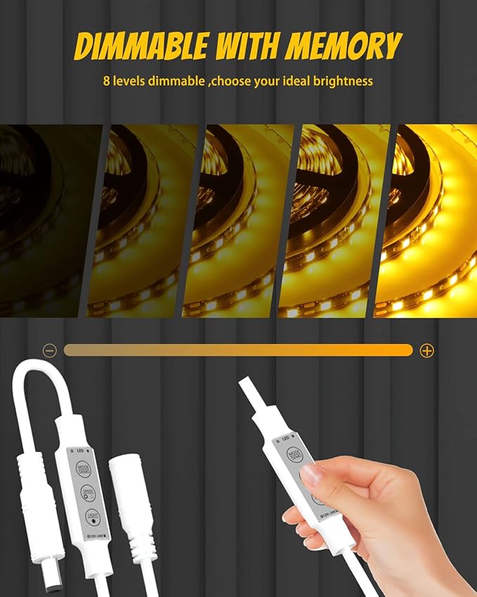 YM E-Bright Led Dimmer Switch Inline Mini Flash Strobe Blink Module Controller Dimmable For Single Color Led Strip Lights Compatible With DC 5-12V,Power-off Memory Function (Pack of 4)