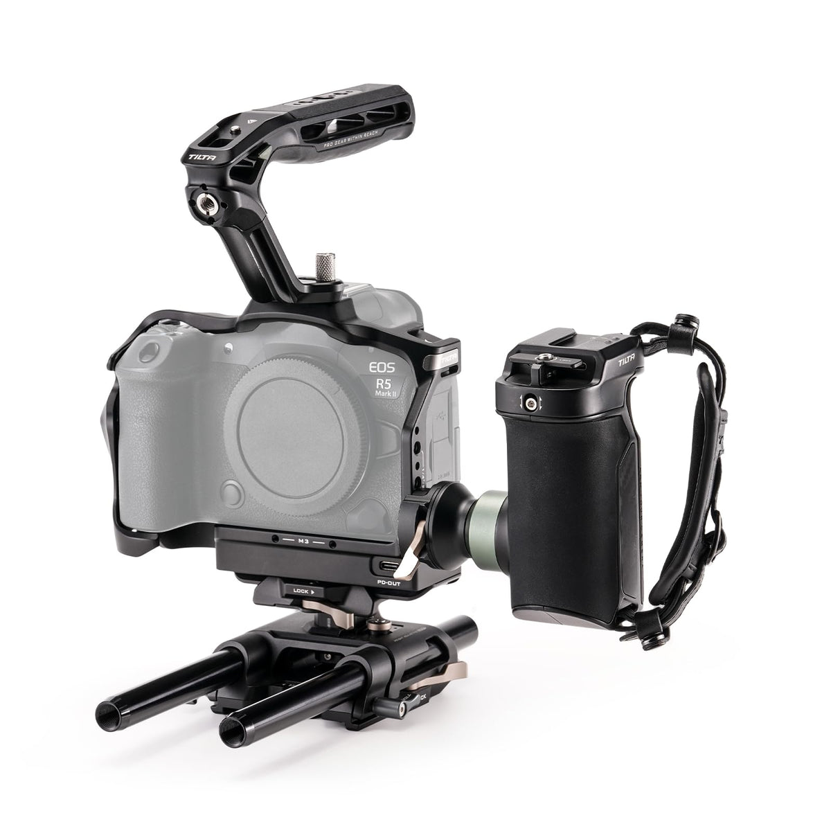 Tilta Camera Cage Compatible with Canon R5 Mark II | Integrated Cooling System, Cold Shoe Mount, 1/4"-20 and 3/8"-16 Threads (Black, Full Cage)