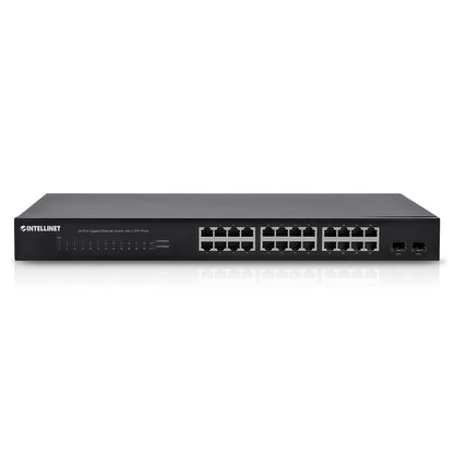 Intellinet 24-Port Gigabit Ethernet Switch, 2 SFP, Unmanaged Rackmount 1U