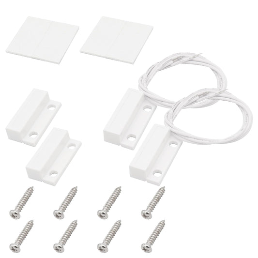 FOCMKEAS 2Pcs Magnetic Reed Switch Wired Surface Mount Normally Closed NC Contact Sensor Alarm Magnetic Door Switch with 2 Wires, ABS, MC-38