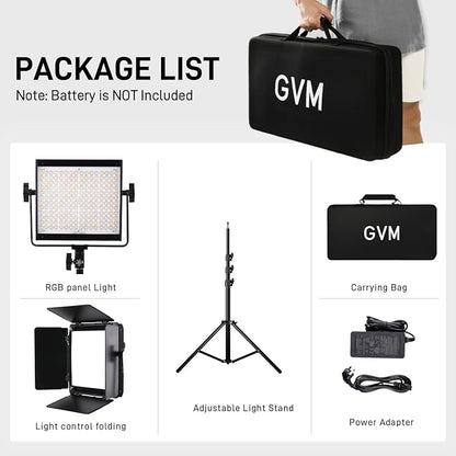GVM 800D RGB LED Video Light, 2026 Upgraded Panel Light with Optical Len & 6X Brighter (19500 Lux/0.5m), 3200K-5600K Bi-Color, 20 Scene Modes & CRI97+, Studio Lights, Photography Lighting, 1-Pack