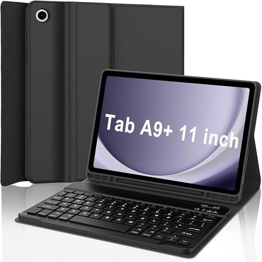 Keyboard Case for Samsung Galaxy Tab A9 Plus 5G 11 inch 2023 (SM-X210/X216/X218), Magnetic Detachable Wireless Keyboard Bluetooth, Smart Folio Cover with S Pen Holder for Galaxy Tab A9+ 11“（Black）