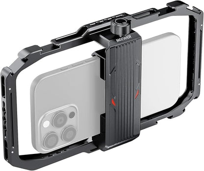 NEEWER Universal Phone Cage, Smartphone Video Rig with Quick Release Mounts Cold Shoes for Videomaker Filmmaking TikTok Vlogging Phone Video Stabilizer Holder Compatible with iPhone Samsung, PA039