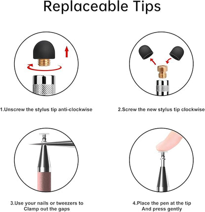 Bopomofo Stylus (5 Pcs), 2-in-1 Stylus Pen for Touchscreen, High Precision and Sensitivity, Suitable for iPhone/ipad/Android Tablets, Compatible with All Touch Screens,Rose Gold