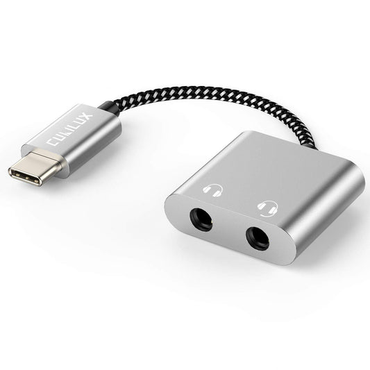 Cubilux USB C Dual Headphones Splitter Compatible with iPhone 17/16/15, iPad Pro 13/11 iPad Air 13/11 iPad 11/10, Type C to Double 3.5mm Audio Splitter, 2-Way Earphone Adapter for Phone, Tablet