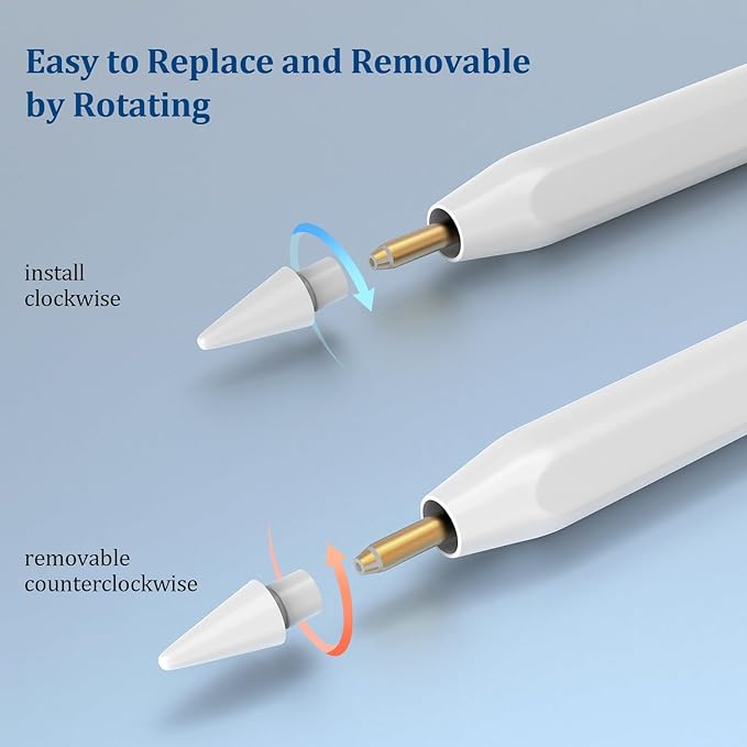 Replacement Tips for Apple Pencil 1st/2nd Gen,No Wear Out Upgraded Apple Pencil Tips,Pencil Nibs for Precise Control - Replacement Tips for iPad Pencil - 4 Pack White