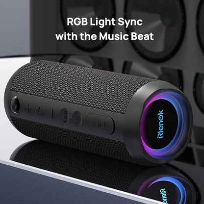 RIENOK Portable Bluetooth Speaker 30W Dual Pairing True Wireless Stereo HD Sound IPX7 Waterproof Outdoor Sport Shower Wireless Speaker Bluetooth 5.3 for Home Party