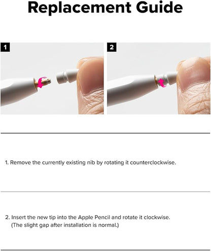 Ringke Apple Pencil Tips [3 Pack/Replacement for All Generations] Compatible with Apple Pencil Pro, 1st, 2nd Gen, USB-C Accessories, Chunky & Solid Feel Nib - 2B (Matte Light Gray)