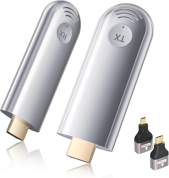 Wireless HDMI Transmitter and Receiver, Plug and Play 2025 Upgraded LED Display, 4K Decode & 1080P Output,Portable 2.4G/5G Wireless HDMI Extender TR30