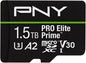 PNY 1.5TB PRO Elite Prime C10 U3 V30 A2 microSDXC Flash Memory Card – Ultra-Fast Speeds, Read 200MB/s, Write 150MB/s, 4K UHD, Full HD, UHS-I, for Smartphones, Drones, Action Cameras
