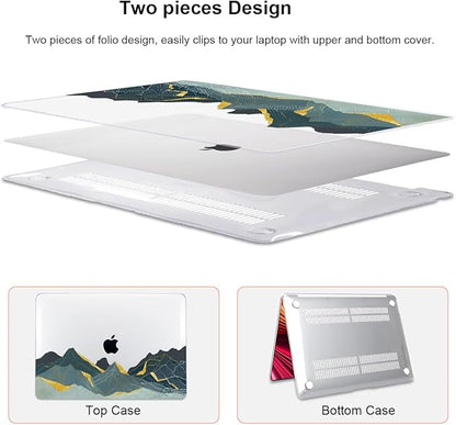 for MacBook Air 13 Inch Case 2021 2020 2019 2018, Plastic Hard Shell Case Keyboard Cover for Mac Air 13 Model A2337 M1 A2179 A1932 with Touch ID & Retina Display, Circling Mountain
