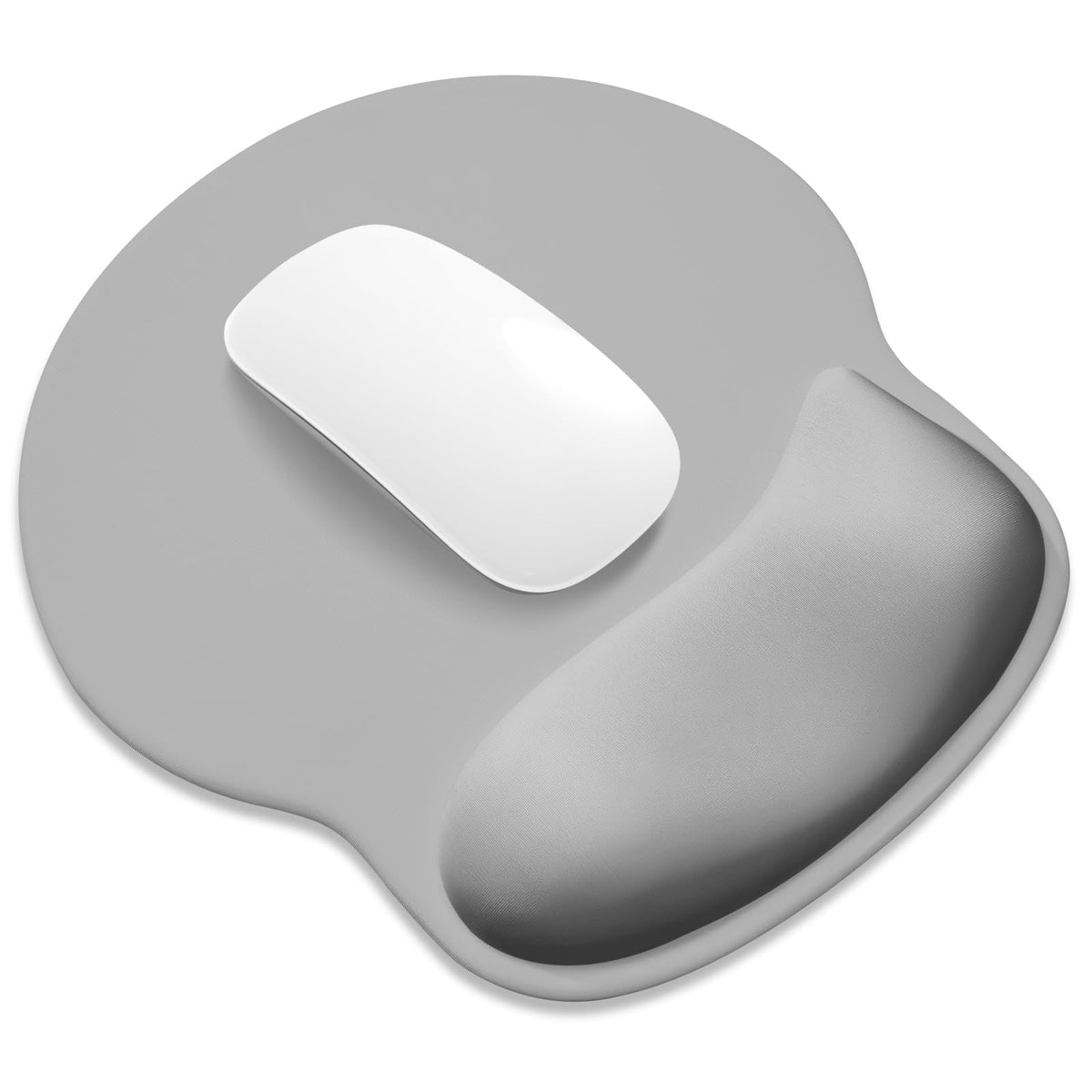 ITNRSIIET Ergonomic Mouse Pad with Wider Memory Foam Wrist Rest +17% - Curved Cushion Reduces Pressure 20%, Pain Relief, Non-Slip, Smooth, Cute Colors, 9.85 x 9 in, White