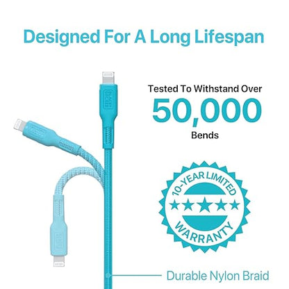 BLACK+DECKER USB C to Lightning Cable - Fast Compatible iPhone Lightning Cable - Durable Braided Type C iPhone Charger Cord - for Travel and Daily Use - Multiple Colors and Lengths - 3ft