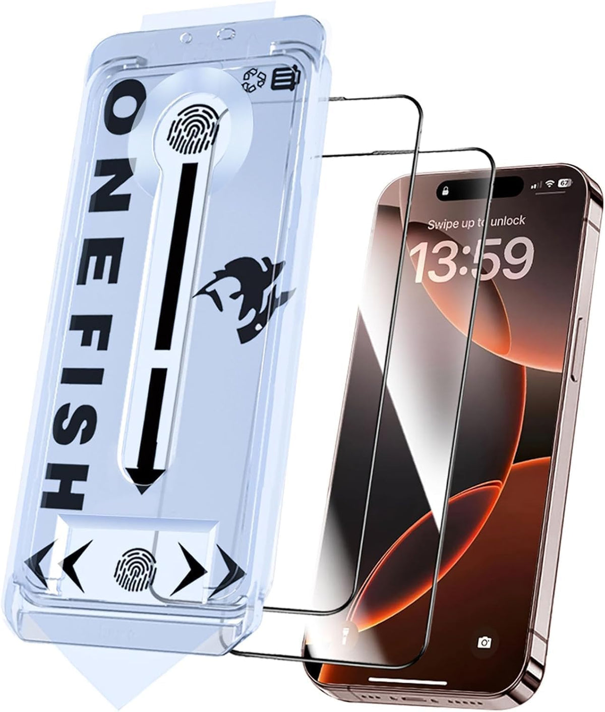 OneFish Screen Protector for iphone 15 Pro Max, HD Clarity ，2 Pack