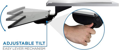Mount-It! Under Desk Keyboard Tray and Mouse Platform, Ergonomic Computer Keyboard Drawer with Gel Wrist Pad, 17 inch Space Saving Track, Black (MI-7138)