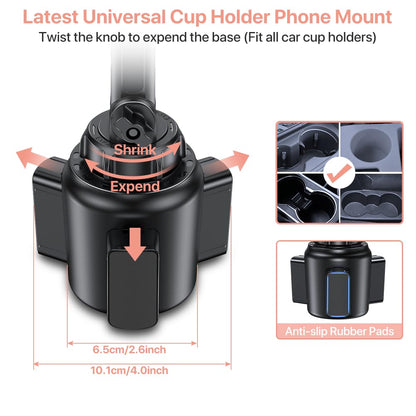 miracase Universal Cup Phone Holder for Car, [Upgraded Version] Adjustable Long Neck Car Cup Holder Phone Mount Cradle Friendly Compatible with iPhone Samsung Google and All Smartphones, Pink