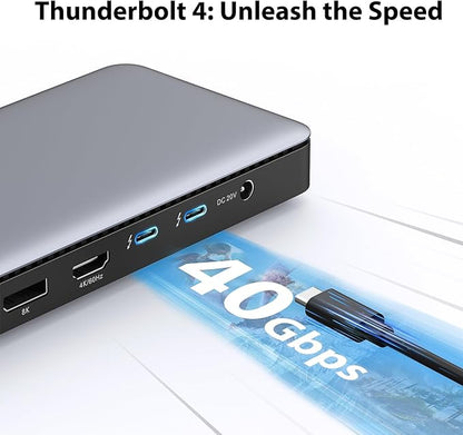 MOKiN Thunderbolt 4 Dock - 16 Ports, USB C Docking Station 3 Monitors for Laptop with 2*Thunderbolt 4 Port, 96W Charger, 2.5Gbps Ethernet for Dell, HP, Lenovo, MacBook（Intel Thunderbolt™ Certified）