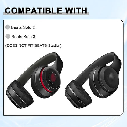 Replacement Ear Pads for Beats Solo 2 & Solo 3 Wireless On-Ear Headphones, Ear Cushions, Headset Earpads, Ear Cups Cover with Soft Protein Leather (White)