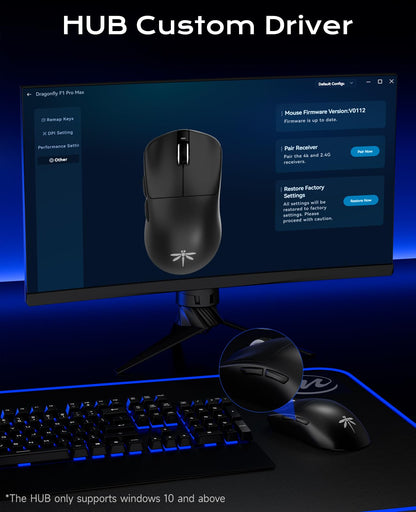 VGN Dragonfly F1 Pro Max Wireless Gaming Mouse, 130h Playtime Long Endurance, 55g Lightweight, PAW3395 26K DPI Flagship Sensor, 4000Hz Polling Rate Supported, Low Latency Esports Peripherals, Black