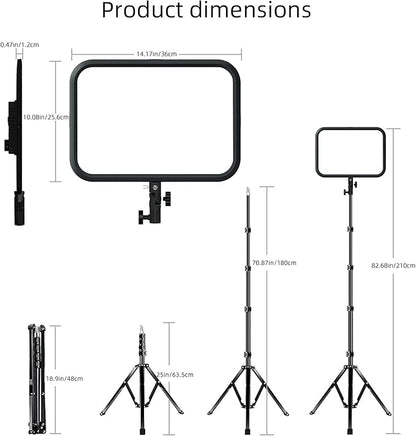 LED Video Light Panel Photography Lighting, 45W LED Studio Light for Phtography, Video Lighting Kit with 70.8" Tripod, Bi-Color 3200K–7500K, 8 Scene Lighting Effects (2 Pack)
