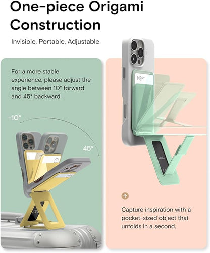 MOFT Phone Tripod Wallet for iPhone, Mulit-Angles, Lightweight & Portable Phone Stand, MOVAS Vegan Leather Magnetic Wallet, Strong Magnets, NFC Card Holder,Travel Essential, Peony (with Card Slot)