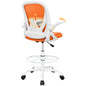 Drafting Chair Tall Office Chair with Flip-up Armrests, Adjustable Height, and Enhanced Lumbar Support - Ergonomic Rolling Stool, Back Support, and Adjustable Foot Rest Ring Light Blue