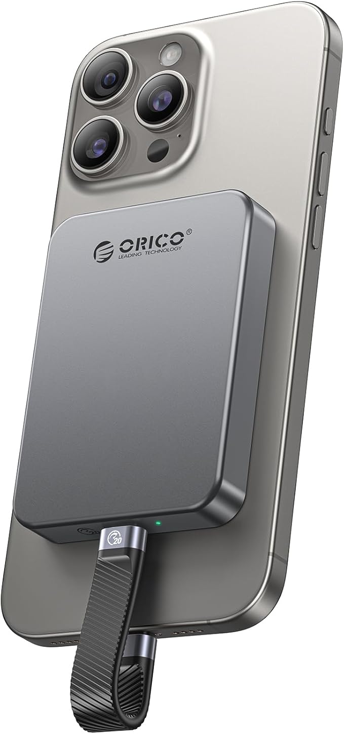 ORICO 1TB Magnetic Portable SSD, Aluminum Alloy, 4K 120 fps ProRes HDR Record and Store, Up to 2000MB/s, External Solid State Drive, Compatible with iPhone 16 Pro Max, Tablet, Computer - K20