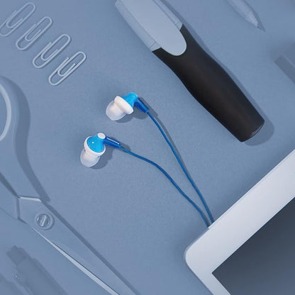 Panasonic ErgoFit Wired Earbuds, In-Ear Headphones with Dynamic Crystal-Clear Sound and Ergonomic Custom-Fit Earpieces (S/M/L), 3.5mm Jack for Phones and Laptops, No Mic - RP-HJE120-A (Blue)