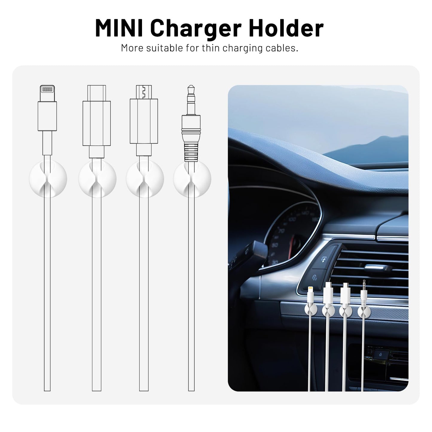 Znben 18 Pack Mini Cable Clips, Adhesive Cord Holder for Desk, White