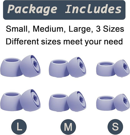 6 Pairs Replacement Eartips for Samsung Galaxy Buds Pro Headphones, Silicone Tips Earbuds Eartips Set, L/M/S Earplug Replacement Accessories (Purple, Without Pen)