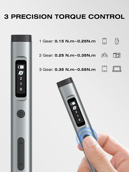 90-in-1 Mini Electric Screwdriver, SMOOTHARMOR Precision Screwdriver Set Cordless with 78 S2 Bits, 0.15-0.55 N.m Torque, Magnetic Storage, 500mAh, LED Light, Power Repair Tool Kit for Phone Laptop PS5