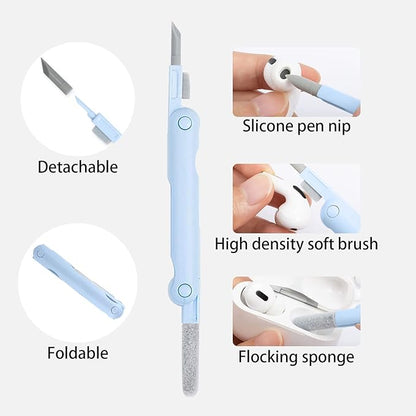 7 in 1 Electronic Cleaner Kit – Keyboard and Laptop Cleaning Kit with Brush for AirPods Pro, Phone, Computer, and Screen, Includes Bonus Flannel Cloth – Blue
