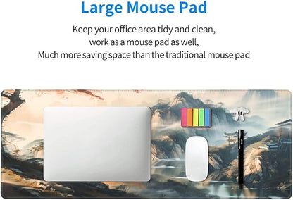 Large Mouse Pads Anime Landscape Mountain Wilderness Wonderland Non-Slip Rubber Base Gaming Mousepad, Keyboard and Mouse Pad with Stitched Edges,PC Desk Mat for Game,Work,Office(31.5"*11.8")