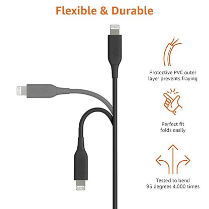 Amazon Basics USB-2.0 Type C to Lightning Cable (MFi Certified), 3 Feet, Black