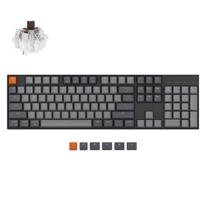 Keychron K10 Full Size Layout White LED Backlit Hot-Swappable Mechanical Keyboard for Mac Windows, Multitasking 104-Key Bluetooth Wireless/USB Wired Computer Keyboard with Keychron Super Brown Switch