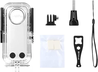 PULUZ 30m/98ft Dive Case for Insta360 X3 Underwater Waterproof Housing Cover Protective PC Shell Photography Housings with Bracket Insta 360 X3 Camera Accessories