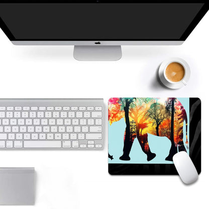 Square Mouse Pad Colorful Forest Elephant-1,Gaming Mouse Pads for Desk,Soft Computer Waterproof Non-Slip Mouse Mat