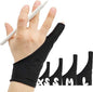 AKX Artist Drawing Glove Medium - 2 Pack Palm Rejection for iPad - Smudge Guard, 1 Finger, Fingerless, Good for Left and Right Hand, Black | AK-010