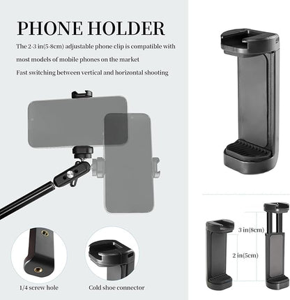FIFIELD 22" Magic Arm with Super Clamp Overhead Camera Mount for Camera, 1/4” Threads Adjustable Desktop Stand Holder Compatible with Phone Microphone Webcam Action Camera Video Light