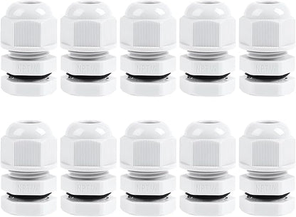 XHF 10 Pcs 1/4" IP68 Strain Relief Nylon Cord Grip NPT Cable Glands Adjustable UL Listed and RoHS Compliant (Grey)