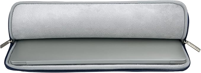 RAINYEAR 13 Inch Laptop Sleeve PU Suede Leather Case Padded Bag, Deep Blue