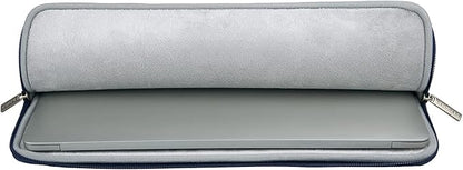 RAINYEAR 13 Inch Laptop Sleeve PU Suede Leather Case Padded Bag, Deep Blue