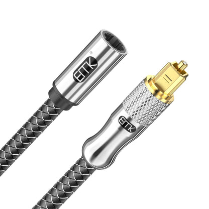 EMK Optical Cable Extension, 24K Gold-Plated Optical Audio Cable Toslink Female to Male Audio Extended Cable Compatible for Sound Bar,Home Theater (3 Feet/1M, Optic Extension, Silver2)