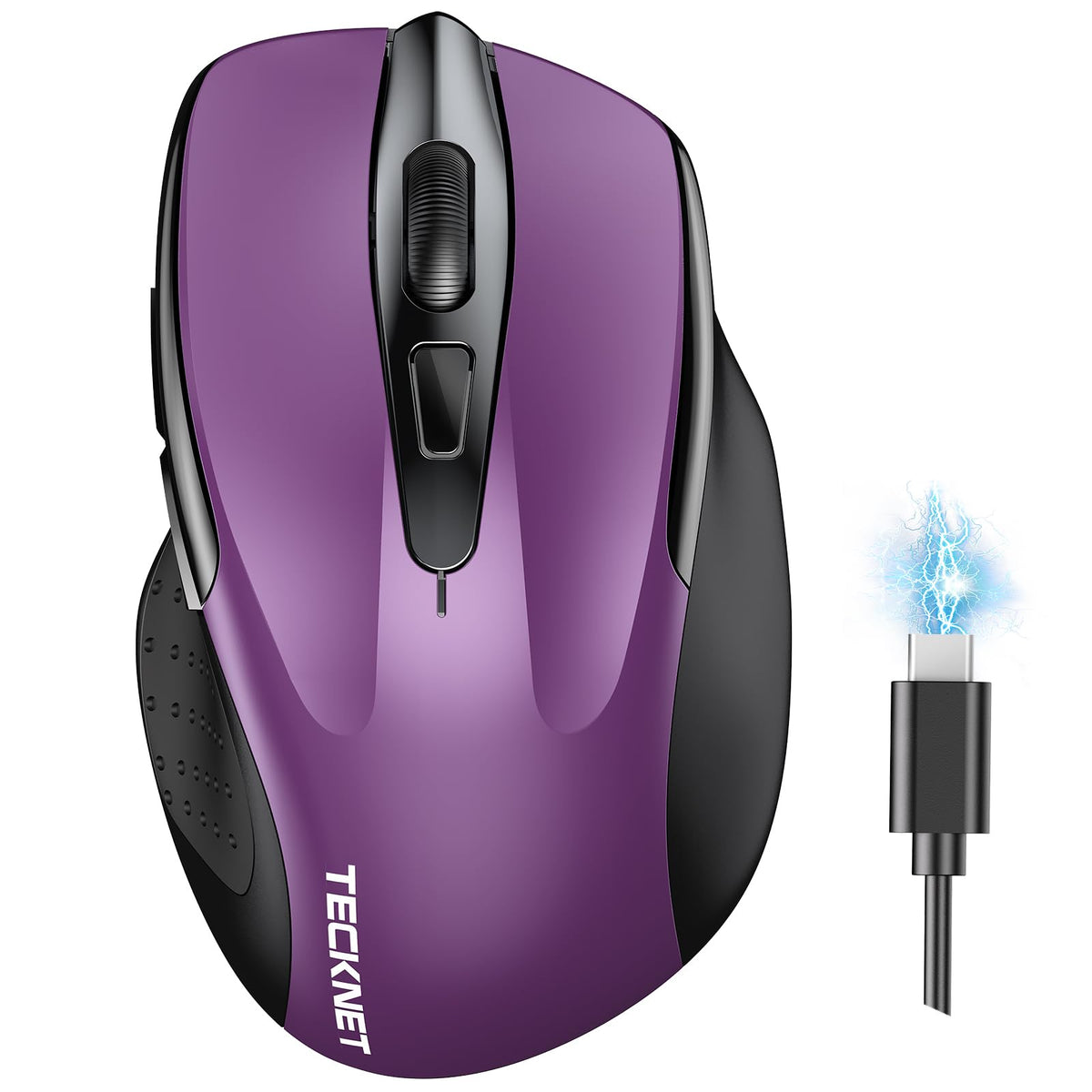 TECKNET Wireless Mouse, BT 5.0/2.4G, Rechargeable 6-DPI Silent, Blue