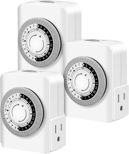 AaiVrylliz Dual Outlet Timer,Timers for Electrical Outlets Indoor 3-Prong