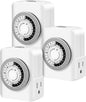 Outlet Timer,Timers for Electrical Outlets Indoor with 3-Prong Dual Outlet,24-Hour 30 Minute Daily On/Off Cycle, Plug-in Mechanical Timers for Christmas Lights, Lamps, Grow Light (3-Pack)