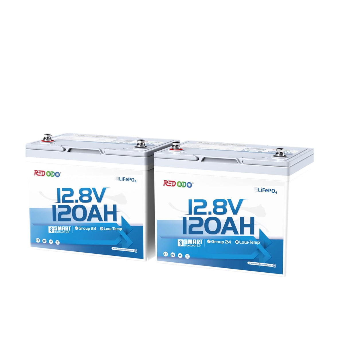 Redodo 12V 120Ah LiFePO4 Battery Group24 Lithium Battery Bluetooth 3 Pack